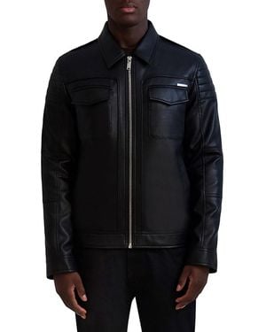 Karl Lagerfeld Faux Leather Jacket - Blue
