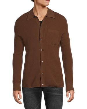 Tod's Waffle-knit Spread Collar Shirt - Brown