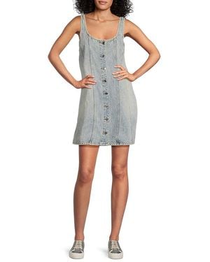 Rag & Bone Laney Washed Denim A-Line Minidress - Grey