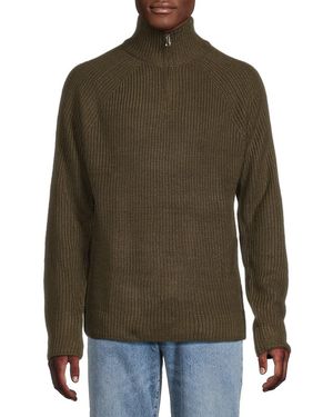 Slate & Stone Ribbed Quarter Zip Pullover - Green