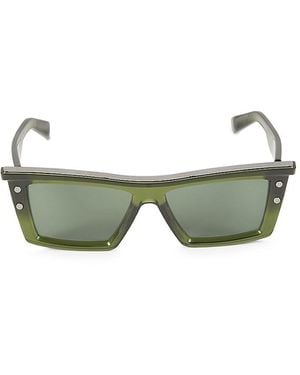 Balmain 55Mm Rectangular Sunglasses - Green