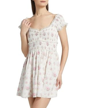 LoveShackFancy Siona Floral Cotton Smocked Minidress - White