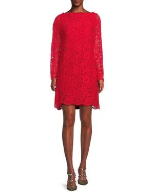 Valentino Lace Shift Minidress - Red