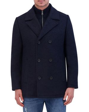 Kenneth Cole Boucle Double Breasted Peacoat - Blue
