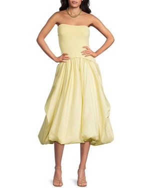 Jonathan Simkhai Izzy Strapless Bubble-Hem Midi-Dress - Yellow