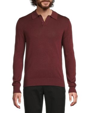Saks Fifth Avenue Cotton-Blend Long-Sleeve Polo Shirt - Red
