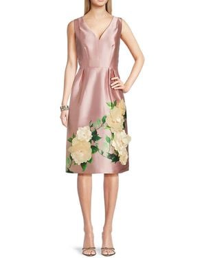 Kay Unger Briella Floral Appliqué Midi-Dress - Multicolour