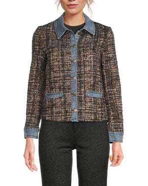 ecru Mixed Media Jacket - Black