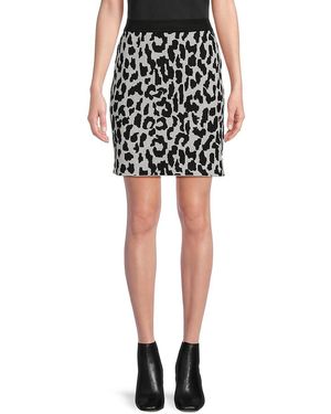 Saks Fifth Avenue Leopard Print Mini Skirt - Black