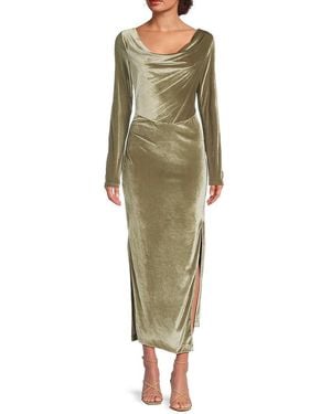 Helmut Lang Slit Velvet Maxi Dress - Green