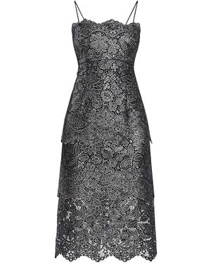 Zac Posen Guipure Lace Tiered Cocktail Dress - Gray