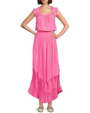 Ramy Brook Baylor Pleated Blouson Maxi Dress - Pink