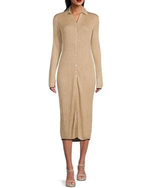 Theory Textured Silk Blend Midi Shirtdress - Natural
