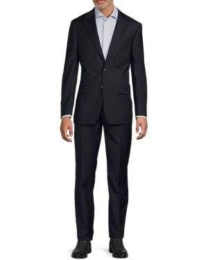 Calvin Klein Plain Wool-Blend Two-Button Slim-Fit Suit - Blue