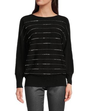 Joseph A Linear Embellished Dolman Sleeve Jumper - Black