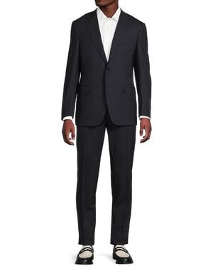 Canali Solid Wool-Blend Two-Button Modern-Fit Suit - Black