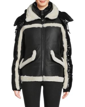 Pajar 3-in-1 Shearling Mixed Media Puffer Jacket - Black