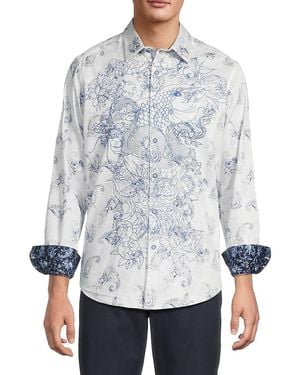 Robert Graham Ramsey Mixed-Print Cotton Shirt - Grey