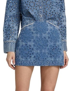 Alice + Olivia Rubi Lasercut Denim Miniskirt - Blue