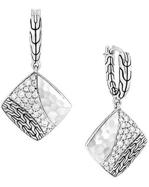 John Hardy Classic Chain Sterling & 0.41 Tcw Diamond Drop Earrings - White