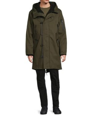 Karl Lagerfeld Faux Fur Lined Hooded Coat - Green