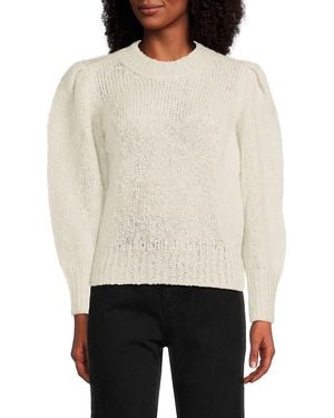 Isabel Marant Puff-Sleeve Mohair-Blend Crewneck Sweater - White