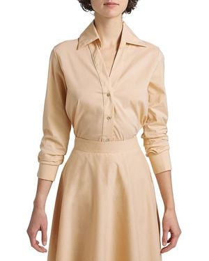 La Petite Robe Di Chiara Boni Atena Cotton-Blend Button-Front Shirt - Natural