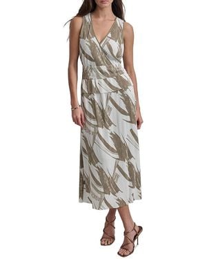新作セール DKNY ワンピース マキシ Satin Long Wrap Dress Tie Front Maxi Kaftan | DKNY