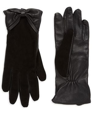 Saks Fifth Avenue Bow Suede & Leather Gloves - Black