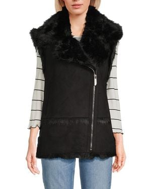 Belle Fare Faux Shearling Collar Suede Vest - Green
