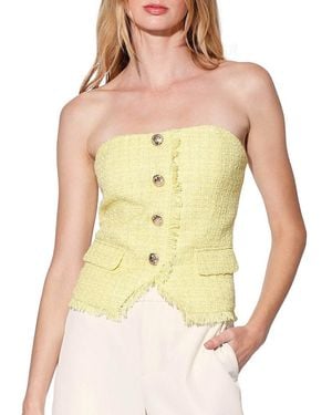 Walter Baker Lemon Tweed Strapless Woven Top - Yellow