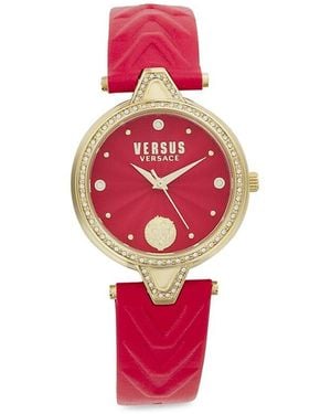 Versus Ip, Crystal & Leather Strap Watch/34Mm - Red