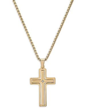 Anthony Jacobs 18K Goldplated & 0.02 Tcw Simulated Diamond Spinning Cross Pendant Necklace - Metallic