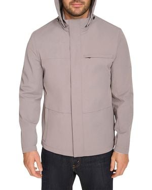 Cole Haan Sleek Nylon Hooded Windbreaker Jacket - Black