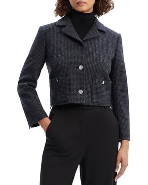 Theory Wool-Blend Boxy Crop Jacket - Black