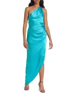 Amanda Uprichard Jaida Silk One Shoulder Maxi Dress - Blue