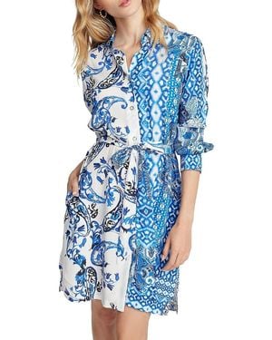 Robert Graham Charlotte Paisley & Geometric Print Shirtdress - Blue