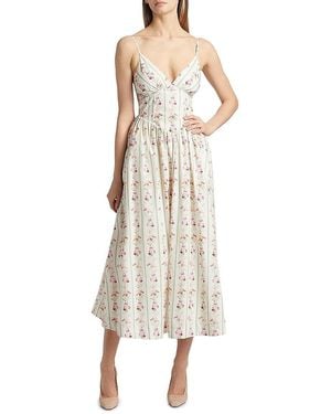 Nicholas the Label Becker Floral Princess Waist Midi-Dress - Natural