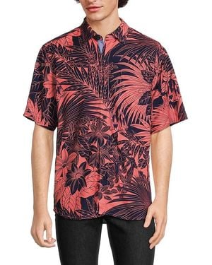 Tommy Bahama Veracruz Leaf Print Shirt - Red