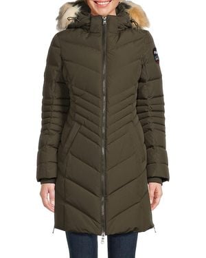 Pajar Queens Faux Fur Quilted Puffer Hooded Coat - Green