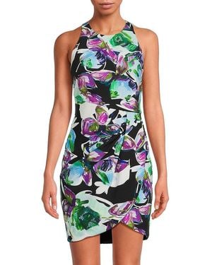 Black Halo Brett Abstract Floral Minidress - Blue