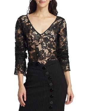 House of Aama Prelude: Aama Tales Crocheted Lace Blouse - Black