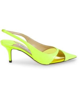 Jimmy Choo Ginnie Pump 65Mm Patent Slingback Low-Heel Pumps - Yellow