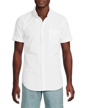 Ben Sherman Short-Sleeve Seersucker Cotton Shirt - White
