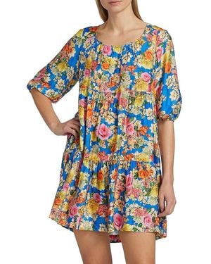 Johnny Was Pauline Tiered Minidress - Blue