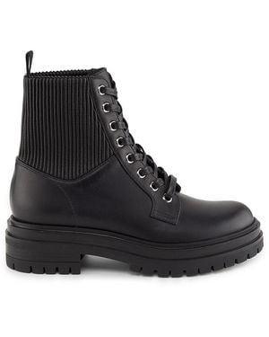 Gianvito Rossi Ribbed-panel Leather Combat Boots - Black