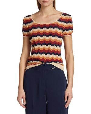Tahari The Zhuri Scalloped Knit Top - Blue