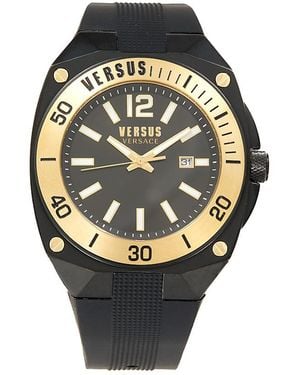 Versus Ip Stainless Steel & Silicone Strap Watch/48Mm - Black