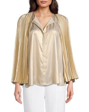 Emanuel Ungaro Verity Metallic Pleated Blouse - Natural