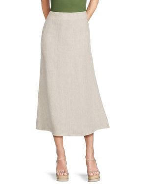 Saks Fifth Avenue 100% Linen A-Line Midi-Skirt - Natural
